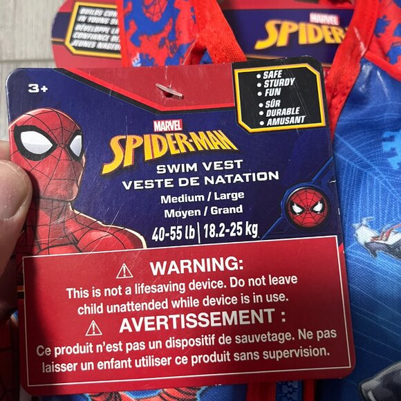 Marvel Spiderman Kids Life Jacket Swim Vest Jacket Pool Float 40-55lb M/L - Picture 3 of 4